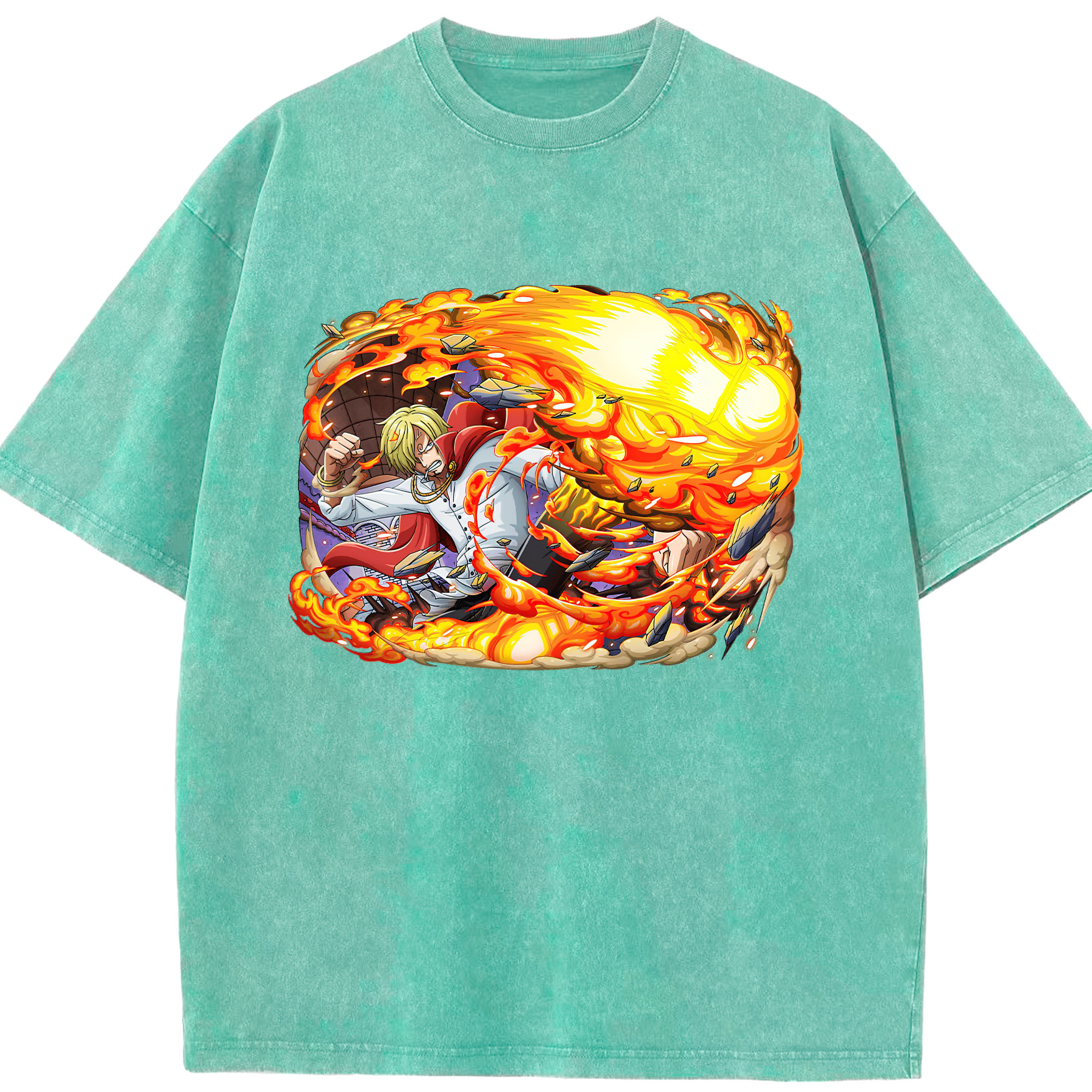 ワンピース サンジ ONE PIECE Sanji 綿100% ヴィンテージ風 半袖Tシャツ（フロントプリント）